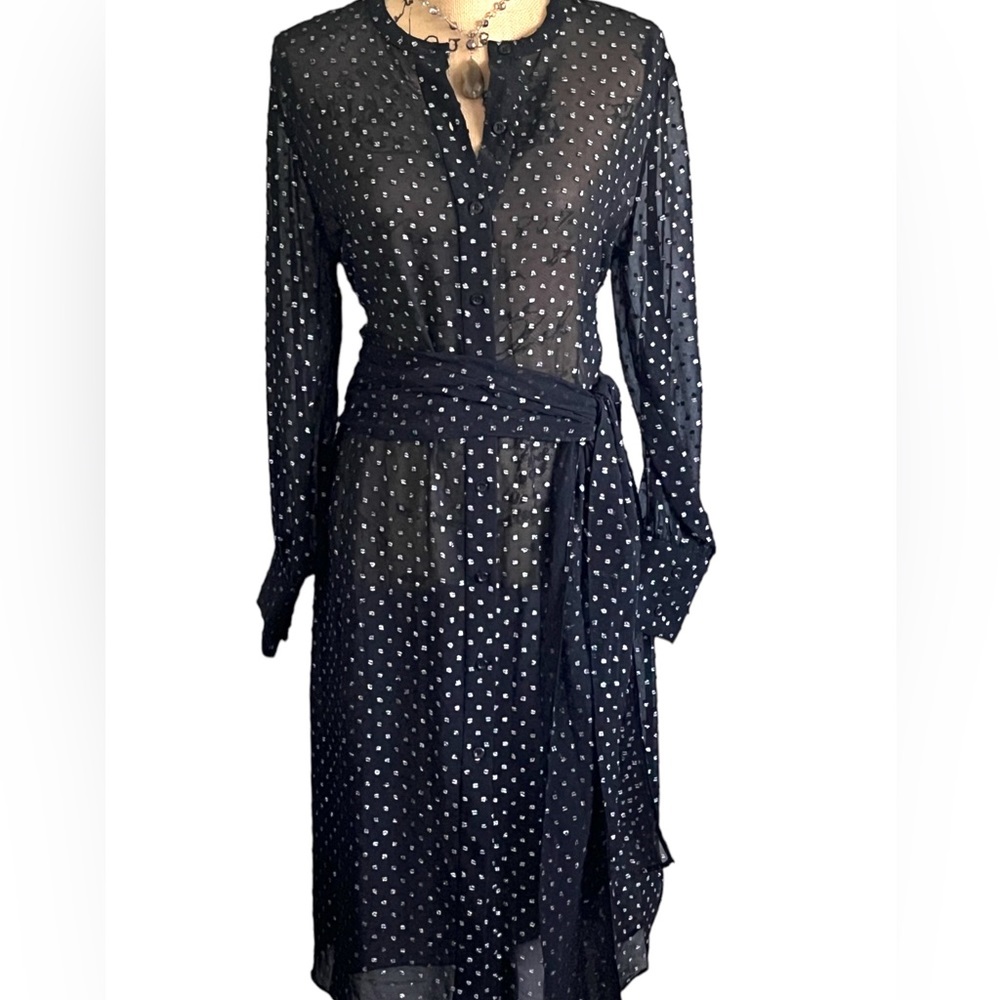 Rachel Roy Sheer Black, Silver Dotted Dress Size 10